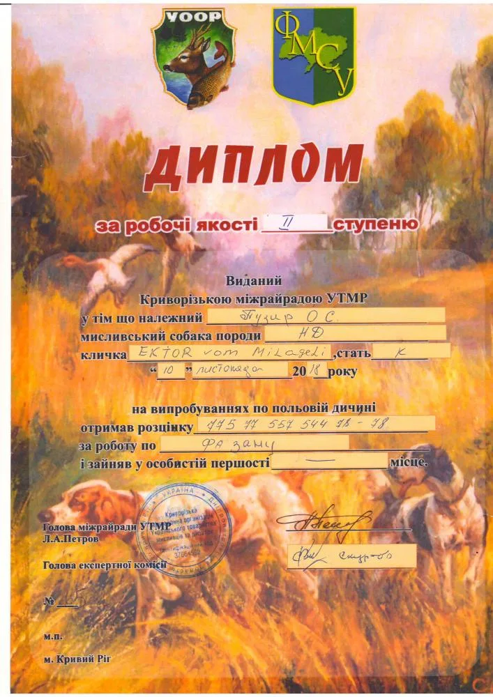 Диплом або протокол Ektor vom Milageli — документ 10