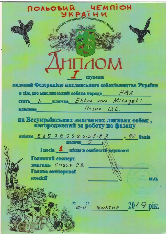 Диплом або протокол Ektor vom Milageli — документ 22